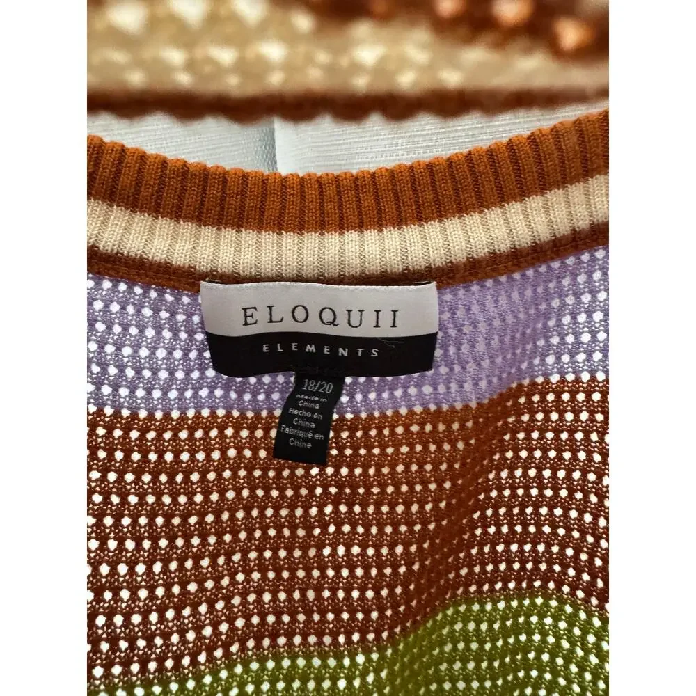 Eloquii Crochet Knit Tank 18/20 Striped Boho Peplum Cottagecore Festival Top - Picture 5 of 5